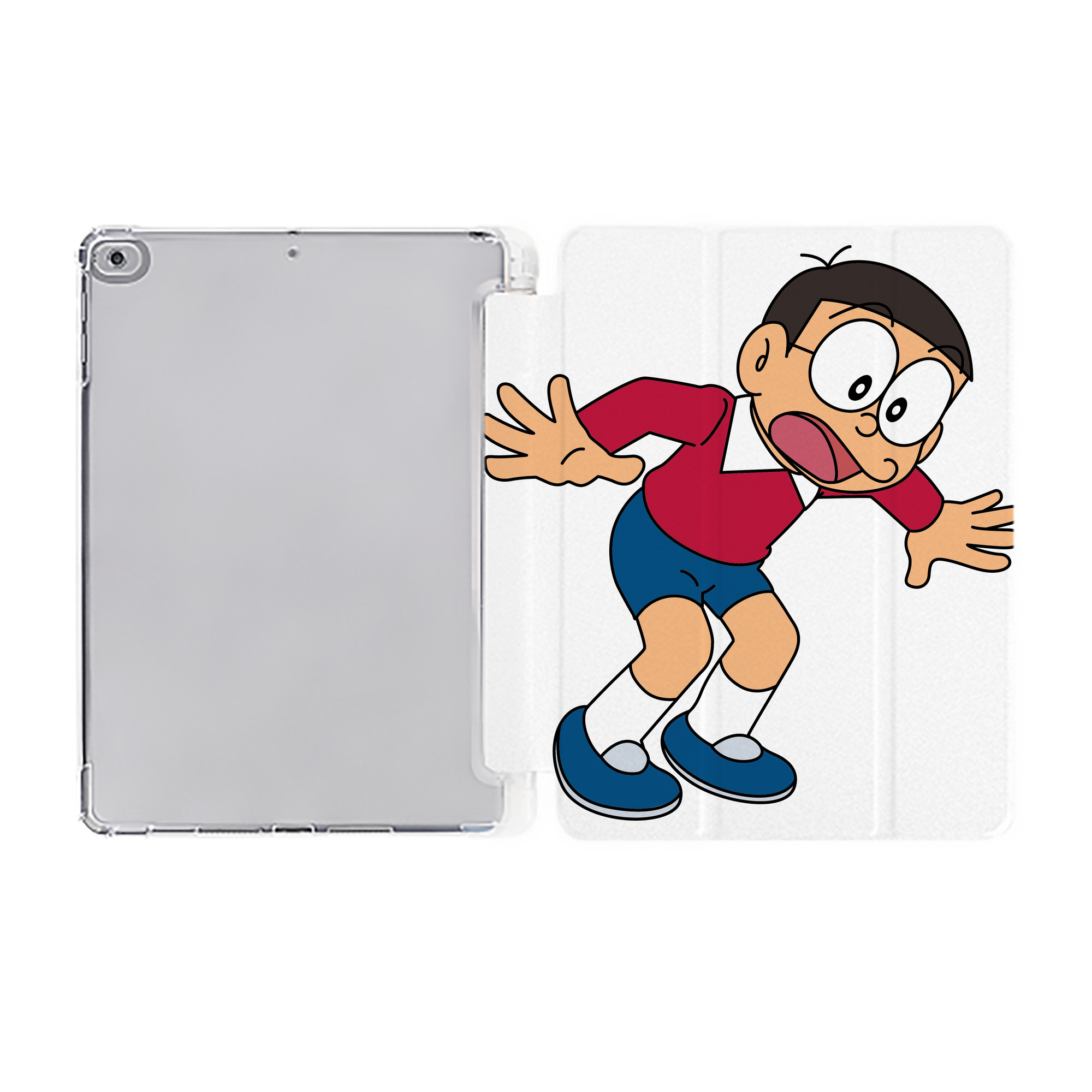 （画像用） ドラえもん 野比 のび太 Doraemon Nobita Nobi IPad ケース ペン収納付き 三つ折りスタンド PUレザー×シリコン 対応機種9.5/10.5/10.9インチ
